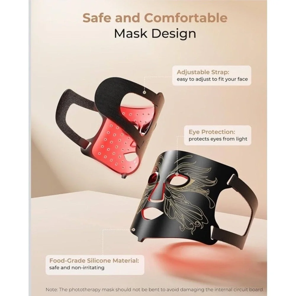 (33Lovsheme LED Face Mask Light Therapy, Enhance Red Light Therapy Mask for Face